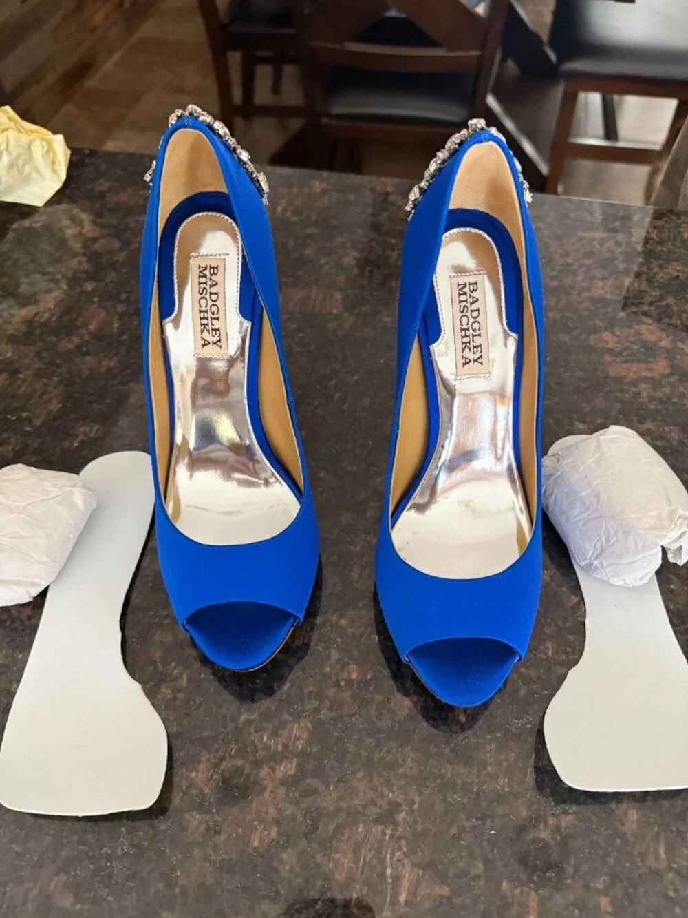 Badgley Mischka Kiara Royal Blue Jeweled Heels 7 1/2